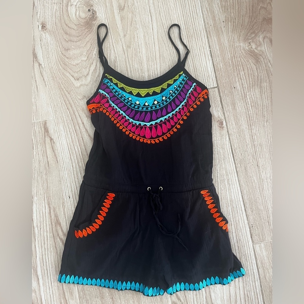 Trina Turk Embroidered Black Baja Romper - Picture 2 of 5